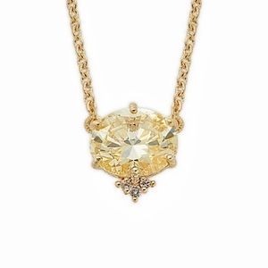 NWT Judith Ripka 14K Gold Clad Canary Crystal & White Topaz Flora Necklace 17”